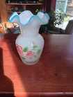 VTG FENTON WHITE CASED GLASS VASE. 1730