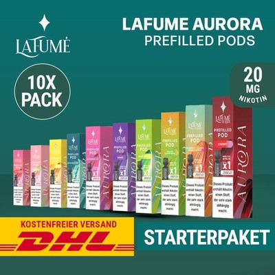 10 x Lafume Aurora Pod  E-Zigarette E-Shisha - 20mg Nikotin - Alle Sorten