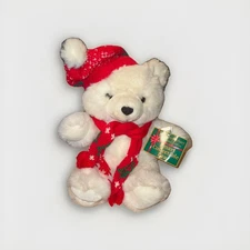 Holiday Christmas Plush Bear 1996 Hat+Scarf 10th Anniversary 20" Limited Edition