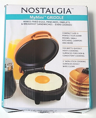 Nostalgia MyMini Mini Griddle 5'' NonStick Compact Great for camping RV dorm life
