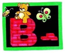 letter B bear fabric applique iron on not embroidered 3.5  inch 1pc