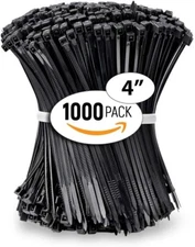 1000 Pcs Black Cable Zip Ties Assorted Sizes 4/6/8/10/12 Inch Heavy Duty Plastic