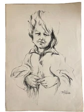 YITZHAK YAMIN Charcoal On Paper Art