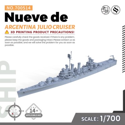 SSMODEL SSC700514 1/700 Military Model Kit Argentina Nueve de Julio Cruiser