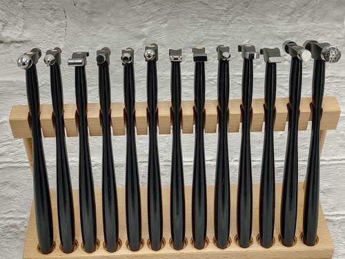 Set of 13 Texture Forming Hammers with Wooden Stand Forming Hammers Set - Picture 2 of 10