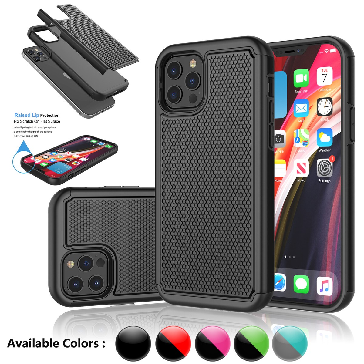 For iPhone 13 12 11 Mini Pro Max Case Hybrid Hard Phone