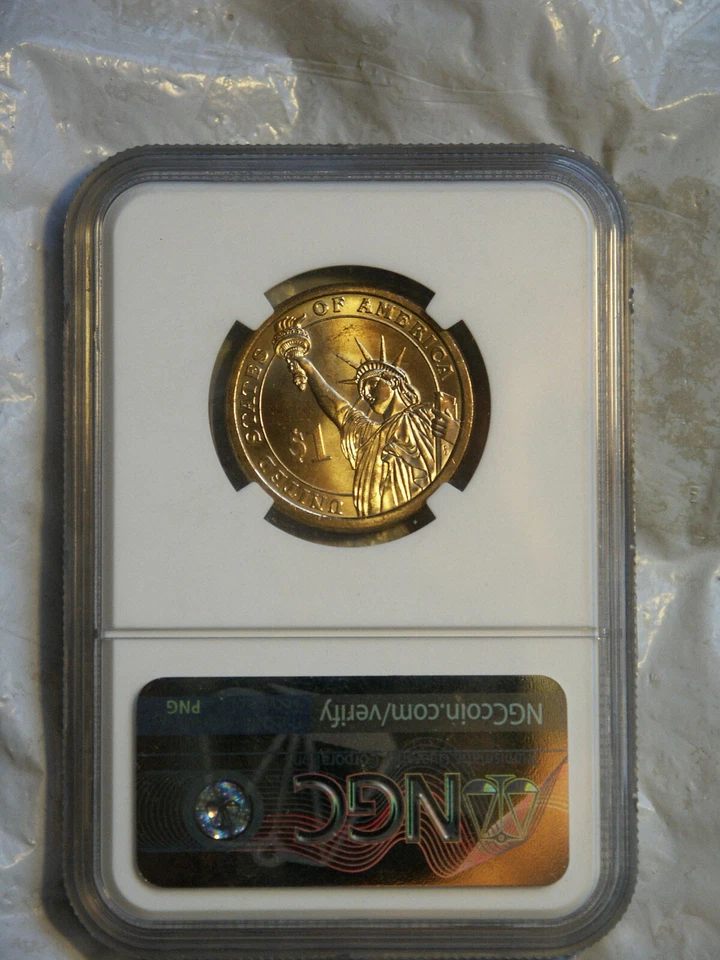 2007 WASHINGTON PRESIDENTIAL DOLLAR / $1 ERROR MISSING EDGE LETTERING - NGC MS65 - Image 2 of 2