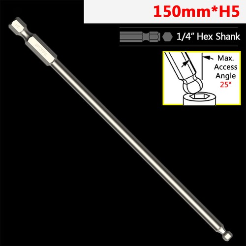 65/100/150mm Ball-End Hex Screwdriver Bit Set 1/4" Hex Shank H2.5 H3 H4 H5 H6 H8 - Picture 28 of 30