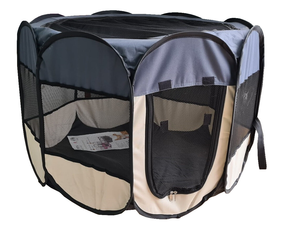 Box Pieghevole Per Cuccioli Broria 74x74x43 Cm | Per Casa, Viaggi O Esterno | Grigio Per Gatti, Conigli E Piccoli Animali - Foto 12