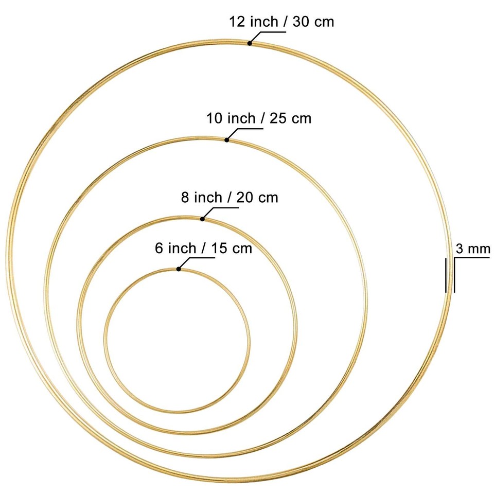 8 Pack Large Metal Floral Hoop Wreath Macrame Gold Hoop Rings(6 Inch8 ...