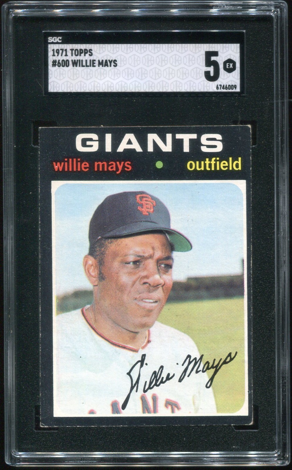 1971 Topps #600 Willie Mays HOF SGC 5 EX San Francisco Giants Vintage Graded