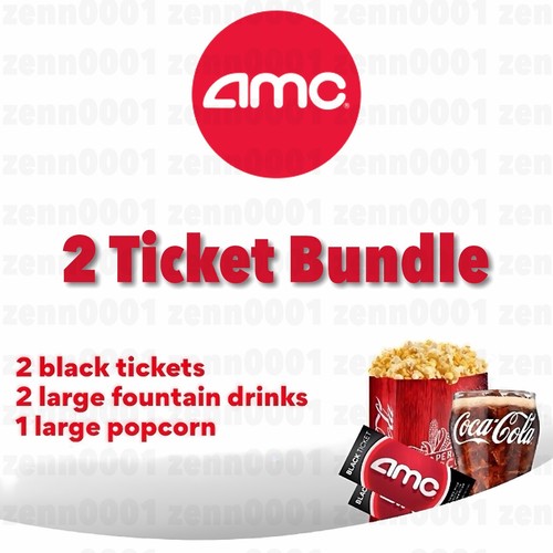 AMC 2 Black Ticket, 2 Large Drinks & 1 Popcorn *Automated Instant e-Delivery!* - 第 1/1 張圖片