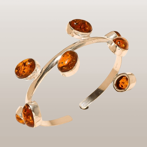 Amber Silver Plated Bracelets 8 Gemstones Fashion Jewelry - Picture 2 of 13