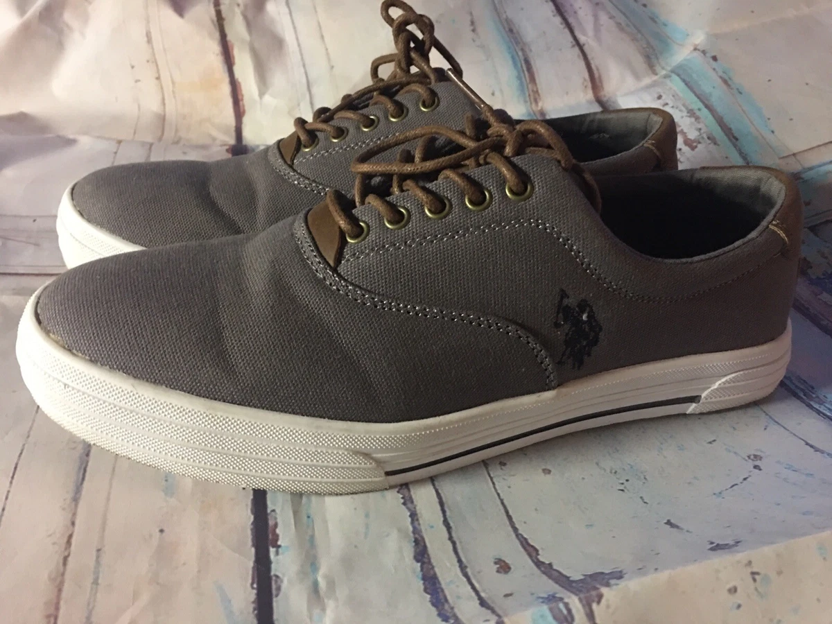 U.S. POLO ASSN. Skip In Men s Canvas Sneaker 9.5 Boat Shoes Charcol Gray Pony