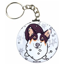 Tricolor Corgi Dog Winter Snow Keychain Christmas Dog Key Ring Gifts Accessories