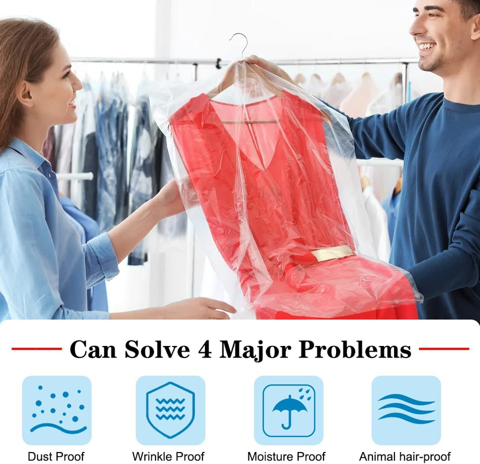 120Pcs 35.5 Inch Plastic Garment Bag Dry Cleaner Bags Clear Plastic Bag