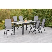 Merxx GartenmöBel Amalfi Set 7Tlg. 6 Klappsessel + 1 Semi-Ausziehtisch