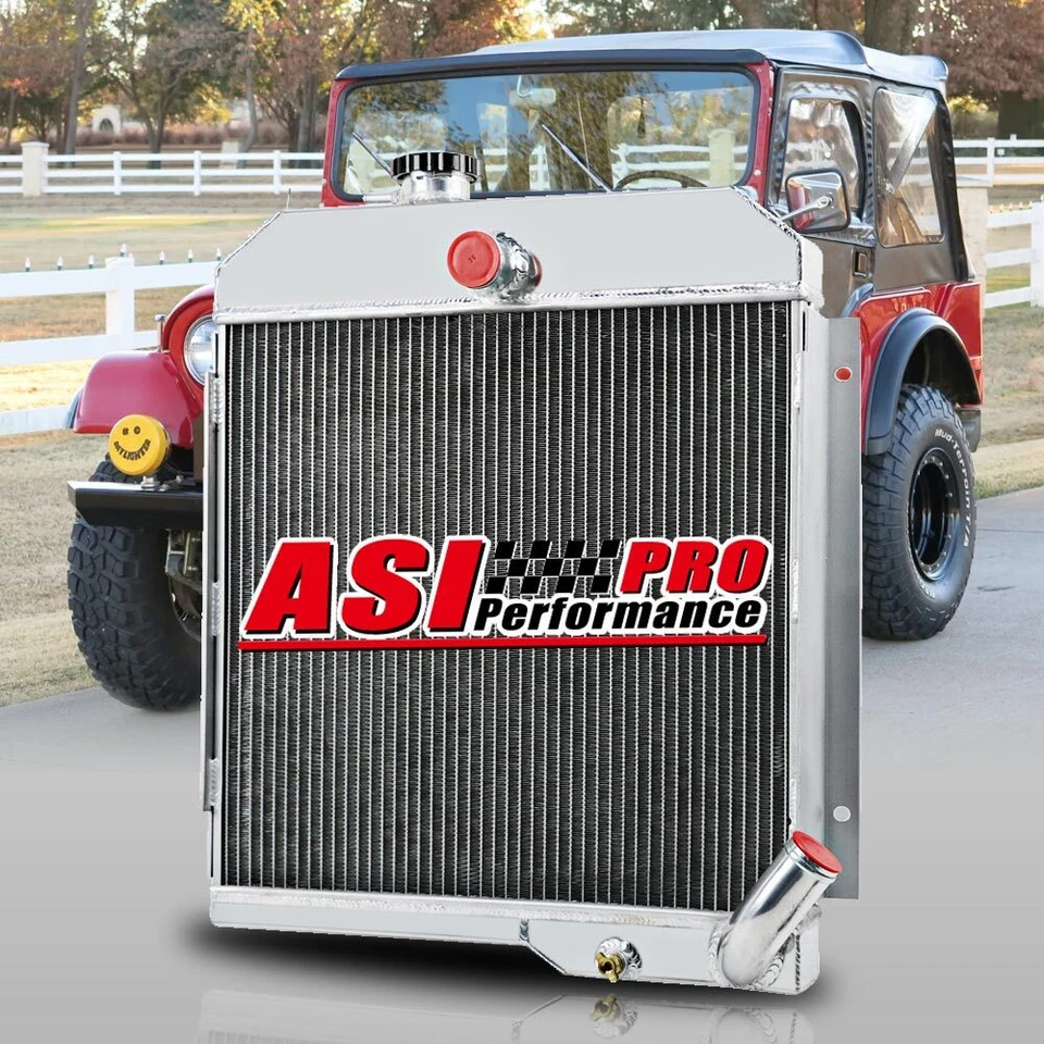 4 Rows Aluminum Radiator For 1965 -1971 1967 Jeep CJ5 CJ6 DJ5 DJ6 Buick 225 V6 - Imagem 2 de 4