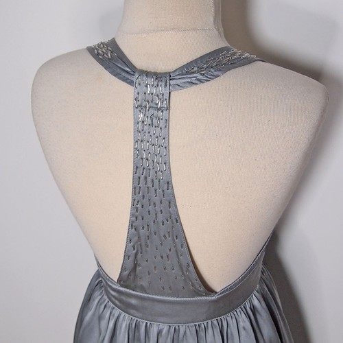NAF Seide Wickelkleid Blau Ärmellos Pailletten Damen GRÖSSE S - Bild 5 von 8