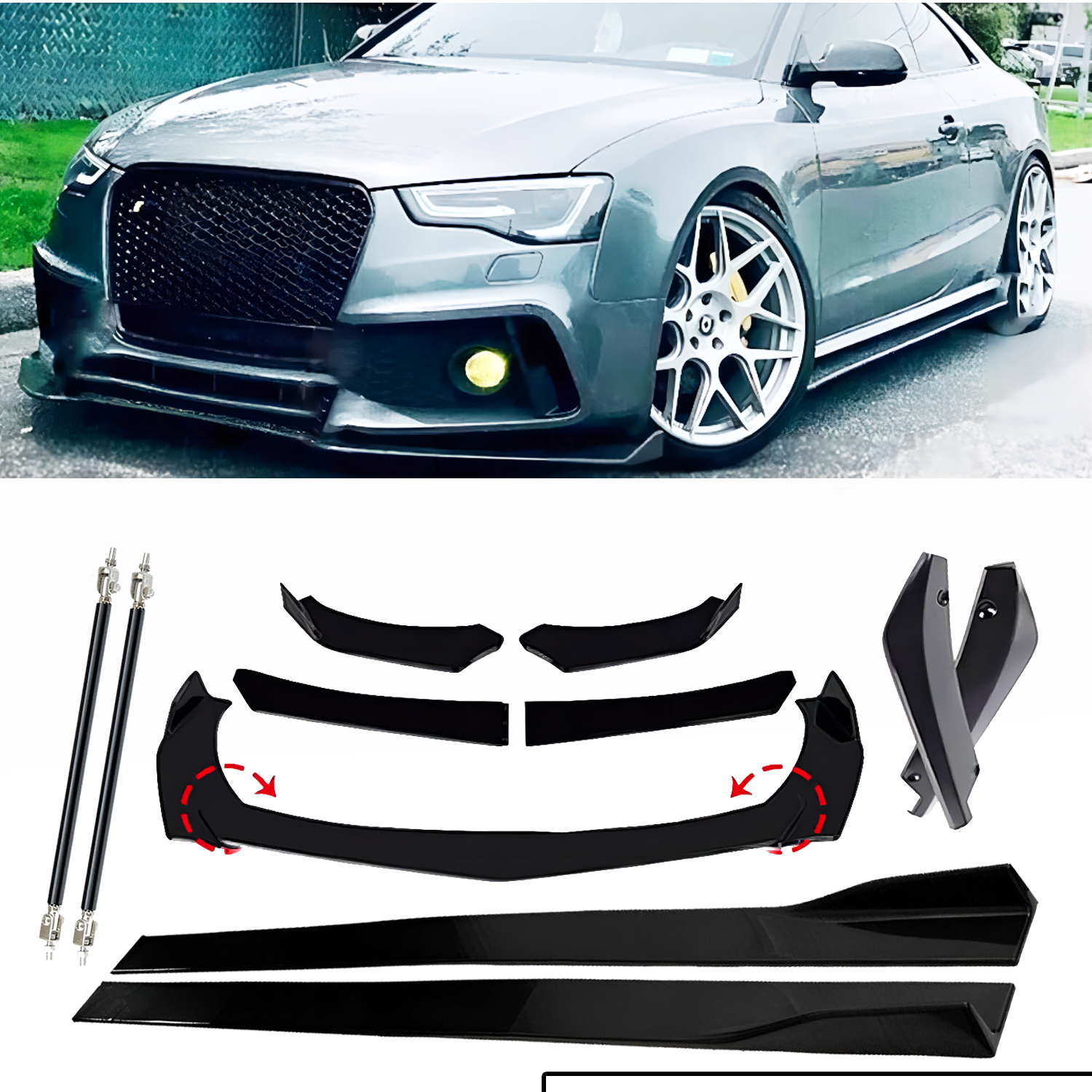 Audi A5 S5 RS5 Front Bumper Lip Spoiler Rear Diffuser Side Skirts Body Kit