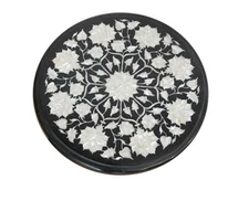 12" Marble corner Table Top semi precious stones floral Inlay work 