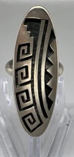 Vintage Hopi Native Lawrence Saufkie Silver Ring Size 7