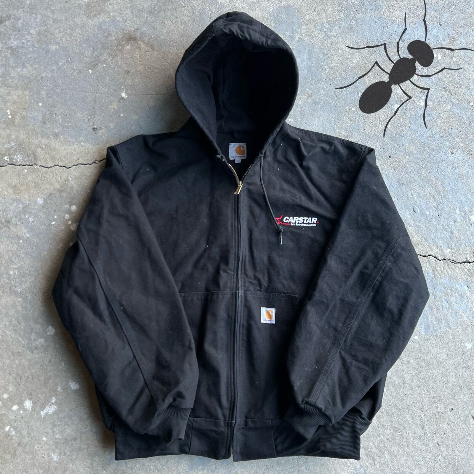 Vintage Y2K Black Carhartt Hooded Work Jacket Activewear