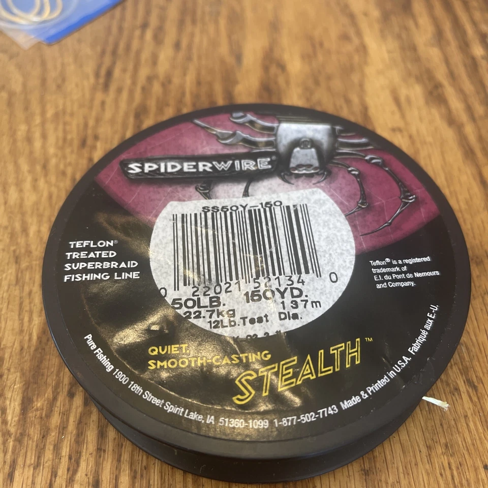 Carrete Spiderwire 50 lb 12 lb diámetro de prueba 3/4 aproximadamente 100 yardas restantes + usado Foto 2 de 4