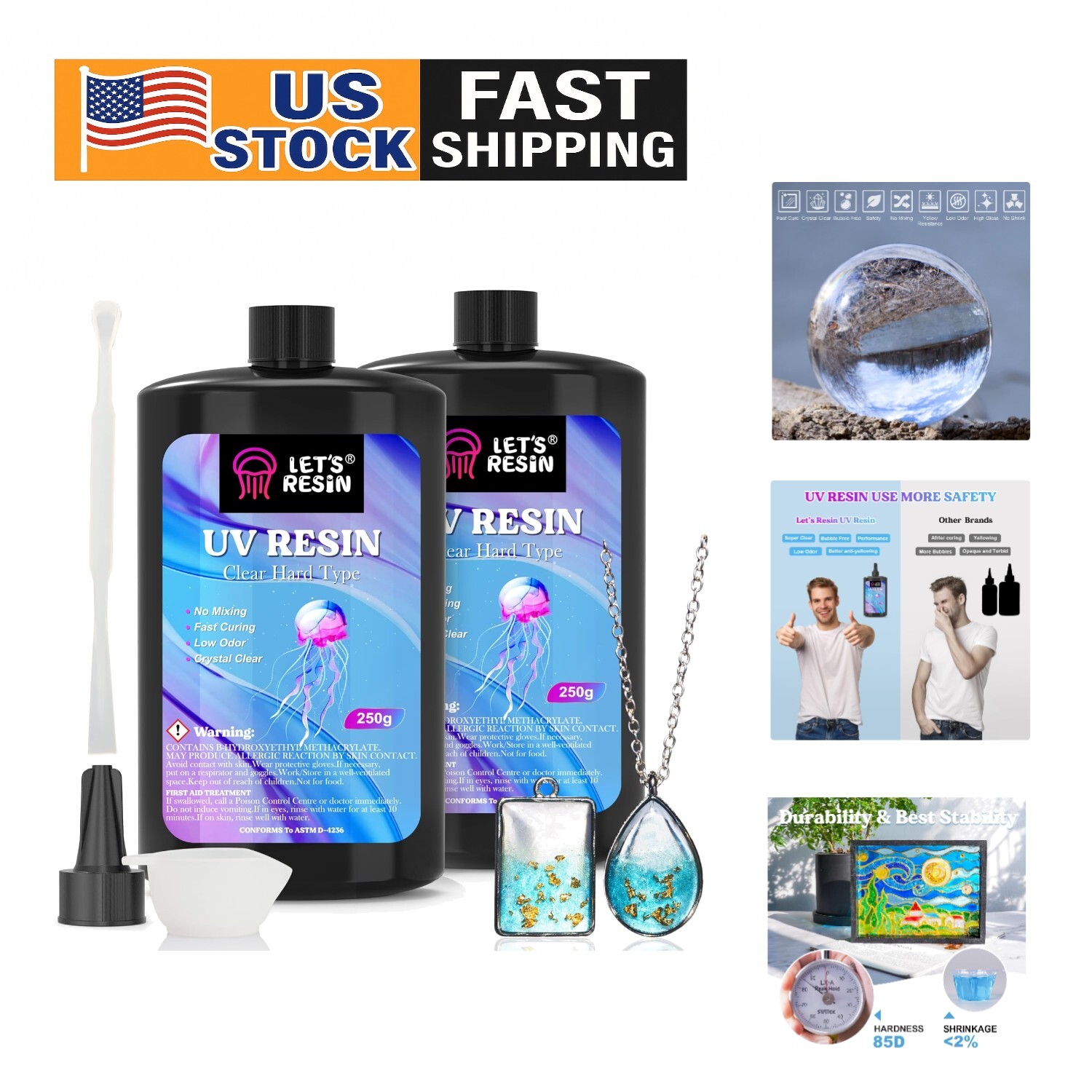 Craft-Perfect 500g UV Resin – Low Odor High Clarity for DIY Creations