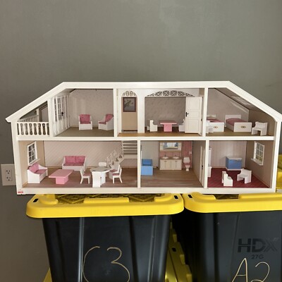 Vintage Lundby Stockholm Dollhouse With Lots Of Furniture