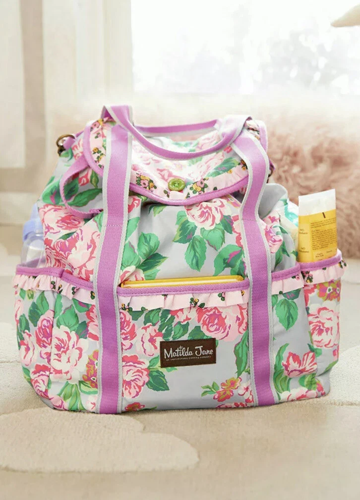 Matilda Jane Carry It All Diaper Bag Backpack Brilliant Daydream New In Bag Pink