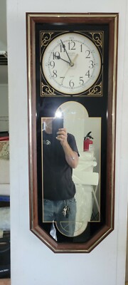 Elgin Quartz Made in USA Mirror Wall Clock Works 32 5'' x 12''