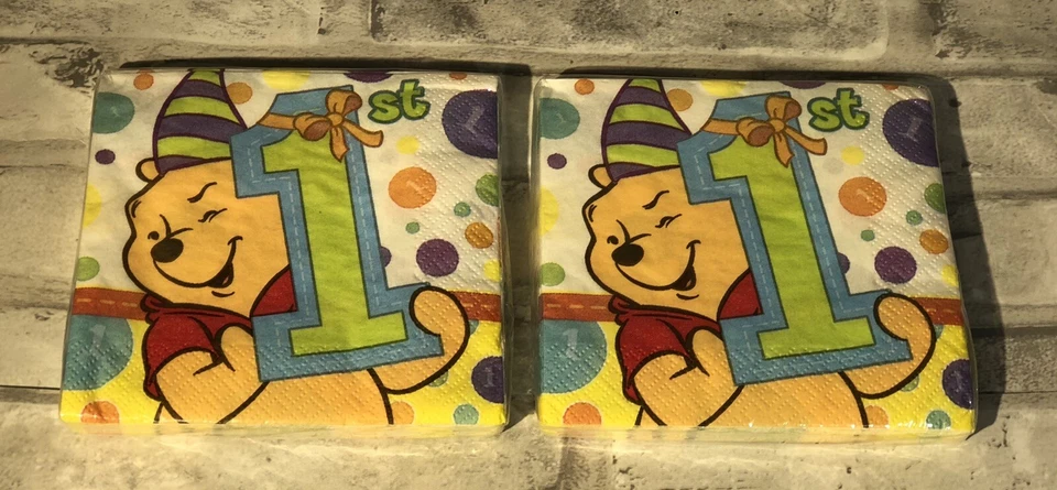 Hallmark Disney Winnie The Pooh First Birthday Beverage/Dessert Napkins 2 - Image 3 of 4