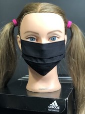 Childrens Unisex Face Mask Reusable Washable Handmade Age 6 - 12 Ear Bands BlacK