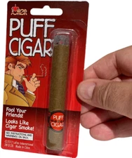 FAKE PUFF CIGAR Blow Smoke Powder Ash Magic Trick Joke Lit Prop Prank Smoking