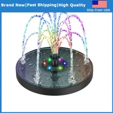 LED Light Solar Powered Fountain Water Pump Night Floating Garden Bird Bath Kit