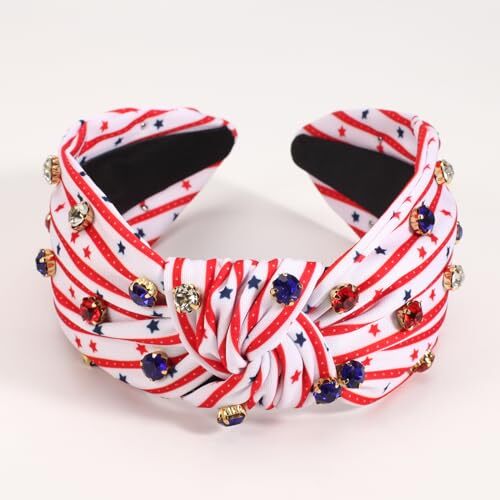 American Flag Knotted Headband USA Patriotic Independence Day Stars Color 15 - Afbeelding 4 van 5