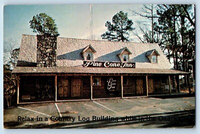 Eureka Arkansas Postcard Pine Cone Inn Country Rustic Log Motel Exterior c1960