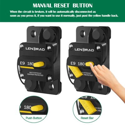 LENKRAD 30A-300A Amp Waterproof Circuit Breaker Auto/Marine/Solar 12-48V DC Manual Reset
