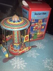 Vintage Rocket Ride Carousel Tin Toy Schylling Collector Series With Box