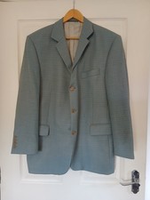Vintage Roy Robson Duck Egg Blue & Yello Check Pure Wool Blazer Size 44" Chest