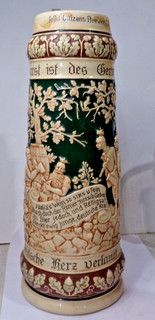 Vintage Advertising GERMAN BEER STEIN Joliet Citizens Brewing Co no lid 13" #945