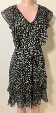 Tommy Hilfiger “Camo” Print Dress Layered Ruffles Self Belt 10 EUC With Flaw