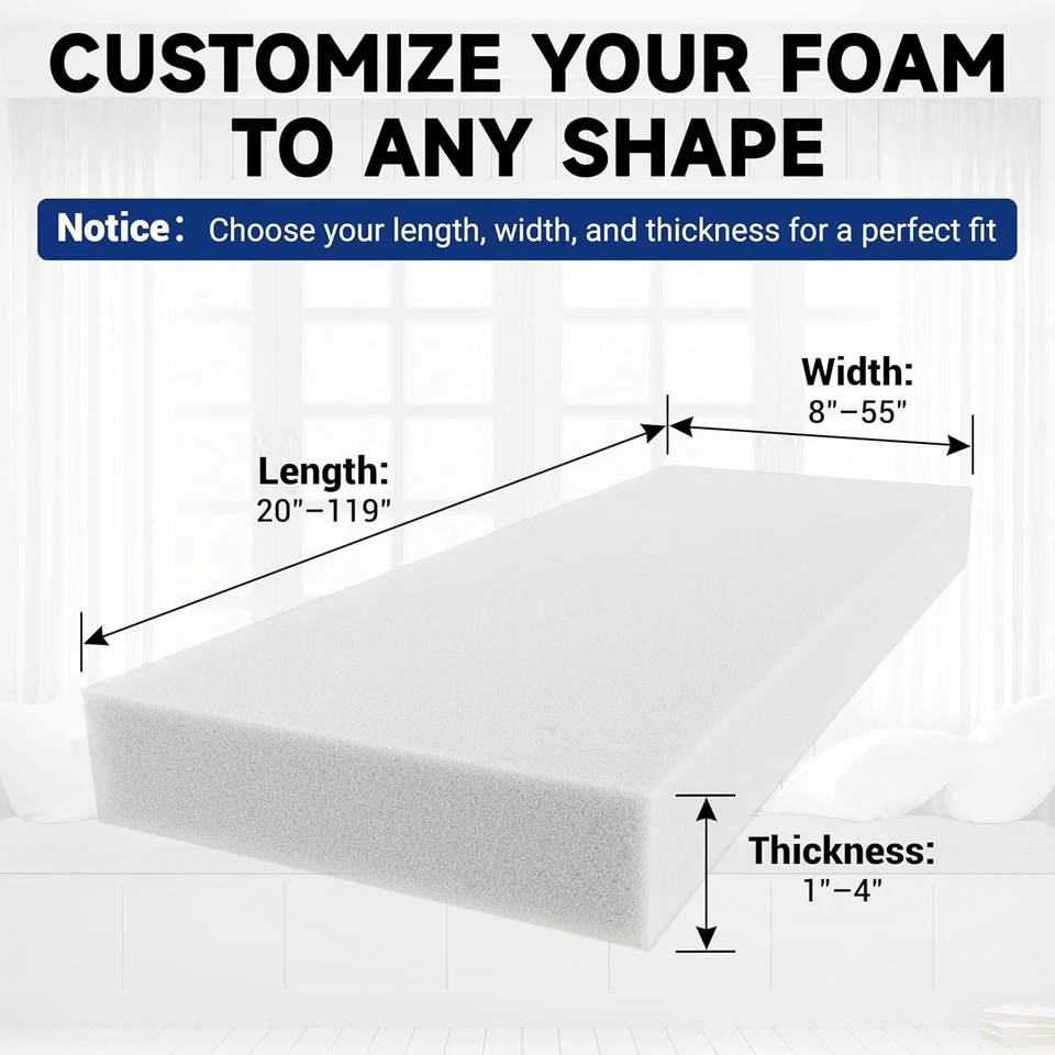 ColourTree 3" Custom Cut High-Density Upholstery Foam Seat Cushion Sheets - Image 2 of 4