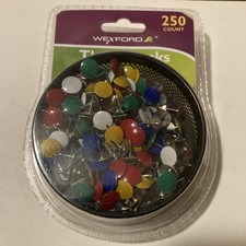 Thumbtacks With Mesh Holder Dish Assorted Colors Thumb Tacks, 250 Count
