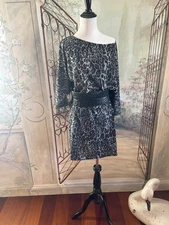 MSK bat wing Sweater Dress Leopard Pattern Size M/L 