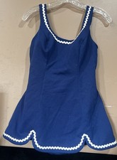 Vintage Sandcastle Pinup Style Navy Swimsuit Women's Size 14