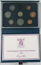 1983 Royal Mint Annual Proof coin set in blue display case with COA & outer box
