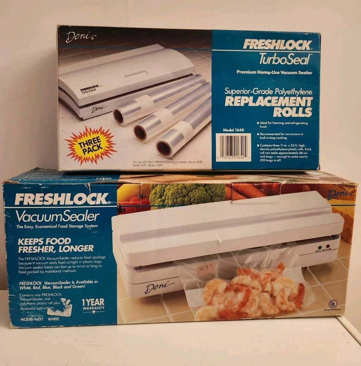 DENI Freshlock Vacuum Sealer Model 1631 White With 4 Polythene Rolls.Very Clean