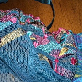 Aubade Cura Embroidered Underwired Balcony Bra 34 E Teal